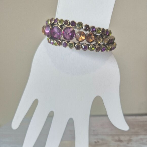 Express Jewelry - NWT Express Green Purple Brown Rhinestone Bracelet